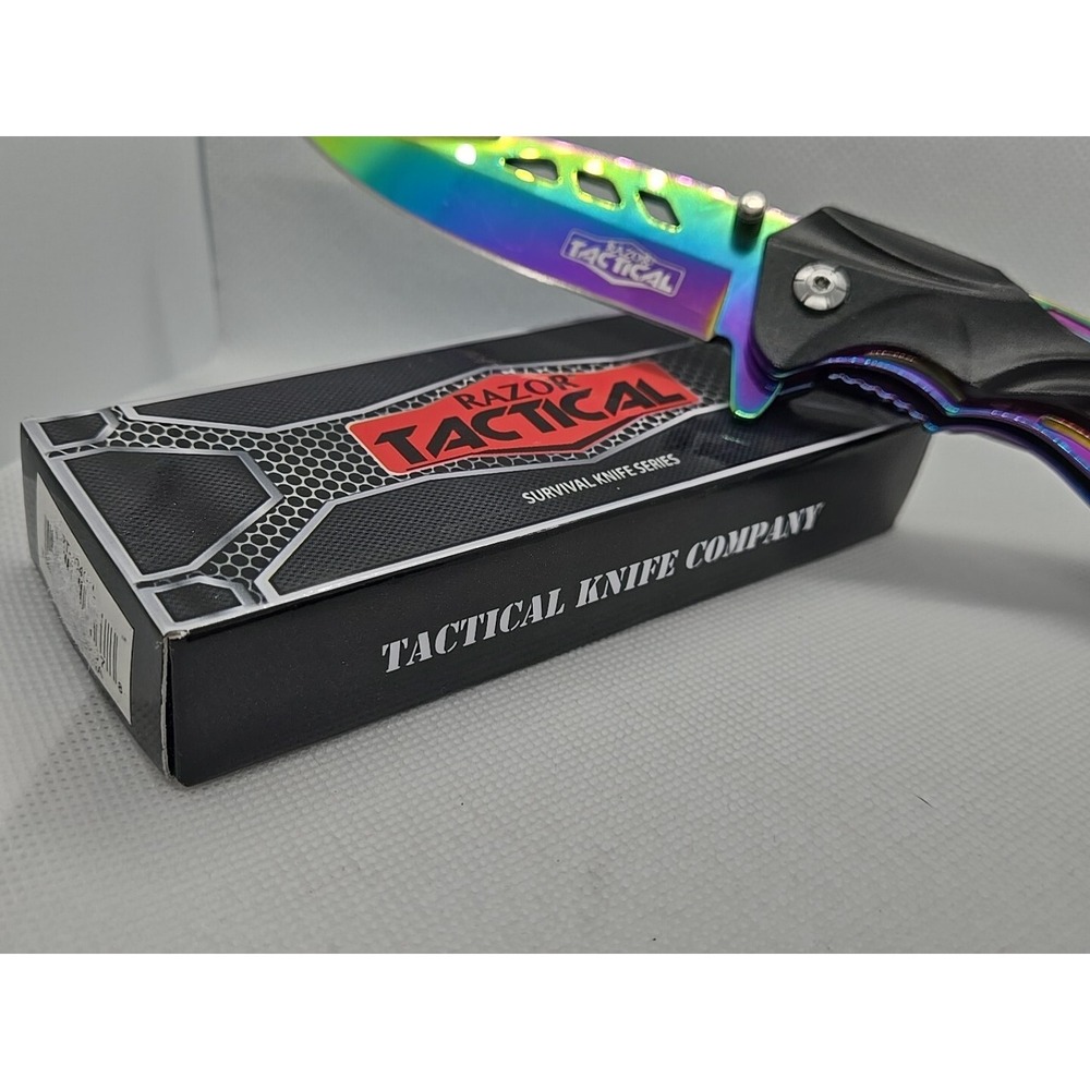 Razor Tactical RAINBOW Tracker Huntsman Spring Folding Pocket Assisted Knife - Picture 4 of 9